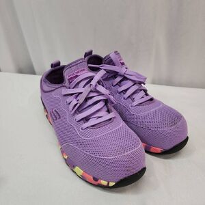 Skechers Size 7.5 Womens Bulklin Balran Comp Toe Sneaker Purple